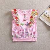 2014夏季新款外贸童装批发 欧美女童个性领甜美女童T恤 63121