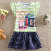 佩佩猪peppa pig 夏季新款 外贸纯棉女童绣花连衣裙