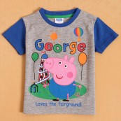 佩佩猪peppa pig 夏季新款 欧美男童绣花百搭长袖T恤