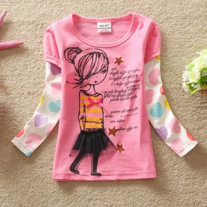 外贸童装厂家直销 欧美外贸童装批发 2015新款女童纯棉长袖T恤