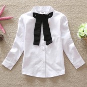 2015春秋装新款童衬衫 韩版时尚中童女童带领带衬衣