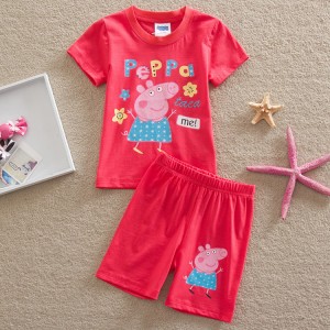 peppa pig佩佩猪夏季套装新款 女童夏装卡通短袖T恤短裤两件套