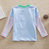 2015春秋新款外贸纯棉童装批发 欧美男童假两件拼接T恤 L85529